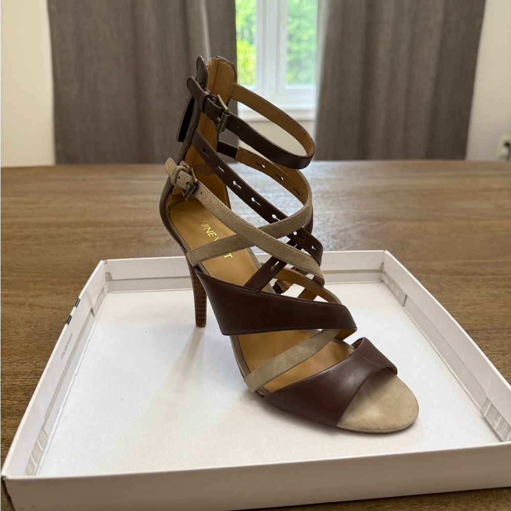 Nine West Tan Brown Strappy Heels
